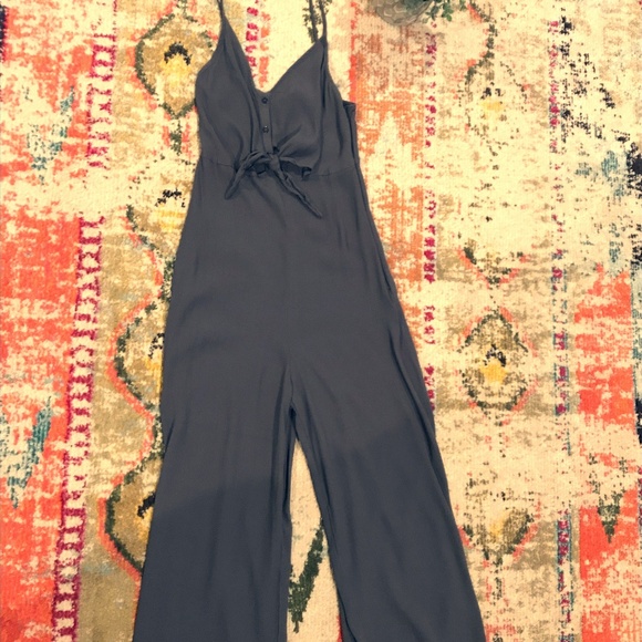 Gray tie Jump Suit - Picture 1 of 3